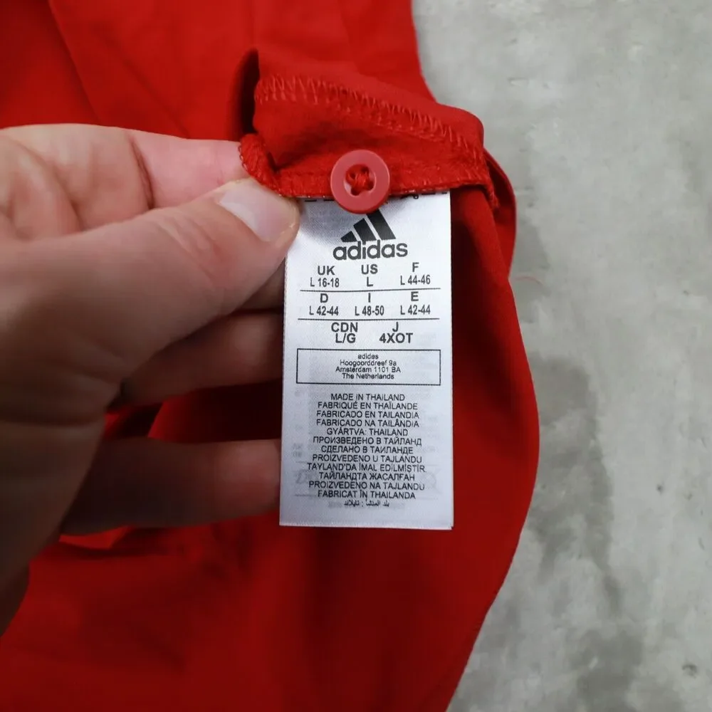 Adidas NC‎ Sate Wolf Pack Logo Red Short Sleeve Polo Shirt size Large NWT